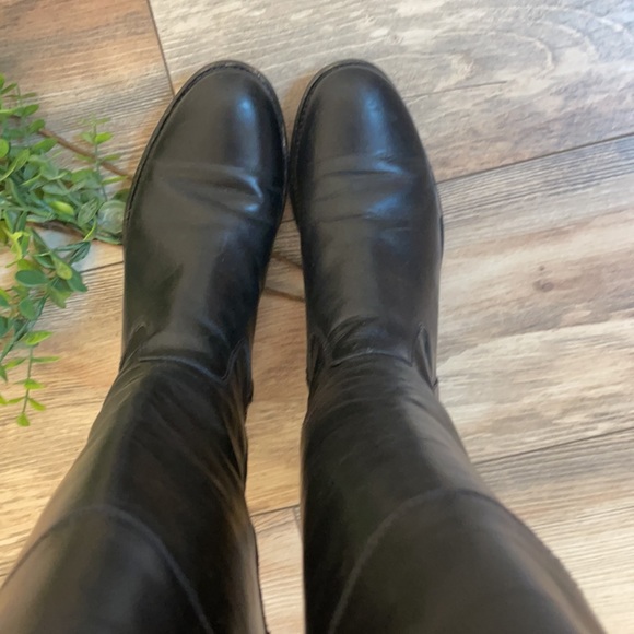 Frye-Melissa Button Black Leather Zip-up Tall Equestrian Riding Boots Sz 8 - Picture 5 of 16